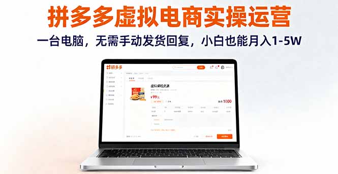 拼多多虚拟电商实操运营，一台电脑，无需手动发货回复，小白也能月入1-5W-心思维创富网_网上创业教程_网络创业项目