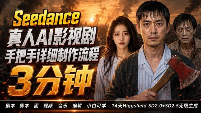 3分钟真人AI影视剧怎么做？SD 2.0手把手完整制作流程｜Higgsfield 14天SD 2.0/2.5无限生成-心思维创富网_网上创业教程_网络创业项目