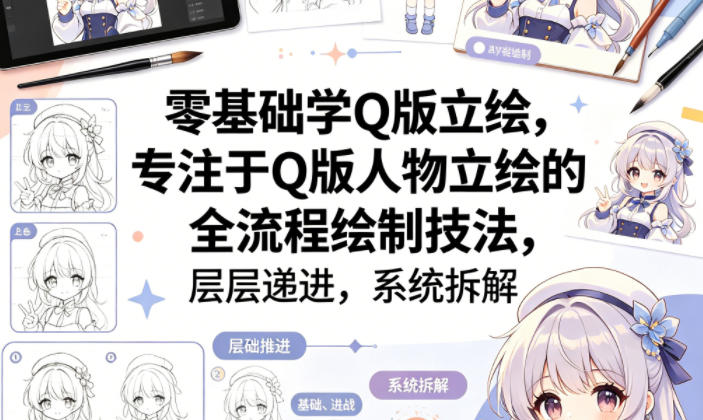 零基础学Q版立绘，专注于Q版人物立绘的全流程绘制技法，层层递进，系统拆解-心思维创富网_网上创业教程_网络创业项目