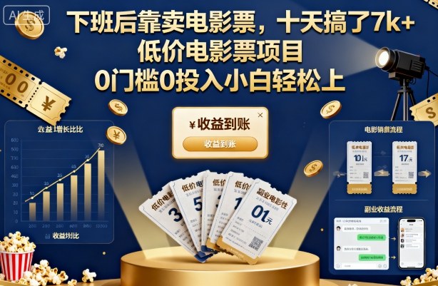 下班后靠卖电影票，十天搞了7k+，低价电影票项目，0门槛0投入小白轻松上手【揭秘】-心思维创富网_网上创业教程_网络创业项目