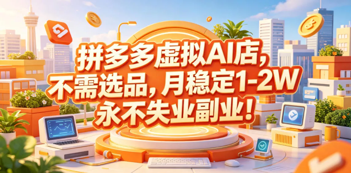 拼多多虚拟AI店，不需选品，月稳定1-2W，永不失业副业！【揭秘】-心思维创富网_网上创业教程_网络创业项目