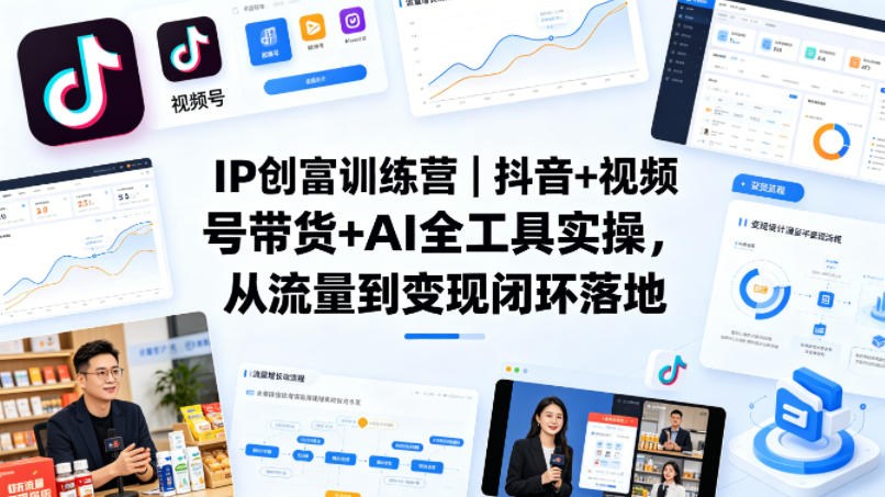 IP创富训练营｜抖音+视频号带货+AI全工具实操，从流量到变现闭环落地-心思维创富网_网上创业教程_网络创业项目