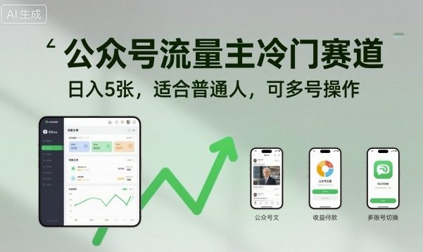 公众号流量主冷门赛道，日入5张，适合普通人，可多号操作-心思维创富网_网上创业教程_网络创业项目