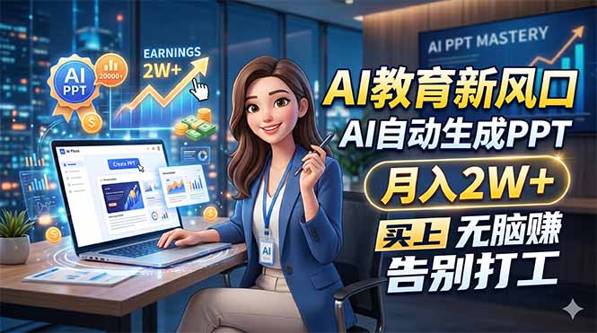 AI教育新风口，AI自动生成PPT，月入2W+，无脑赚，告别打工-心思维创富网_网上创业教程_网络创业项目