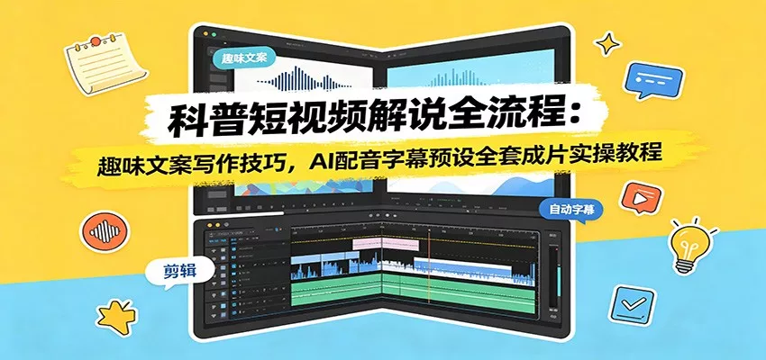 科普短视频解说全流程：趣味文案写作技巧，AI配音字幕预设全套成片实操教程-心思维创富网_网上创业教程_网络创业项目