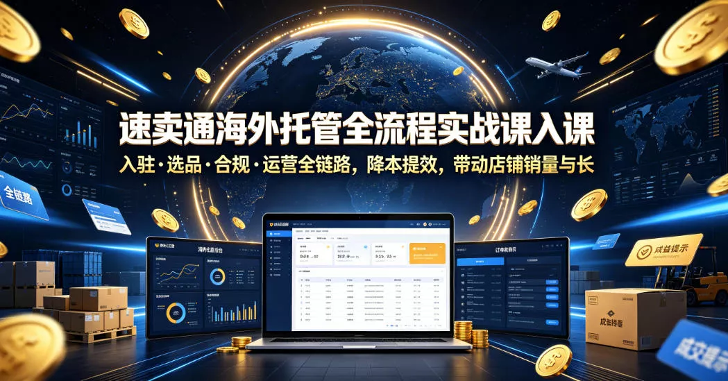 速卖通海外托管全流程实战课入驻・选品・合规・运营全链路，降本提效，带动店铺销量与收益增长-心思维创富网_网上创业教程_网络创业项目