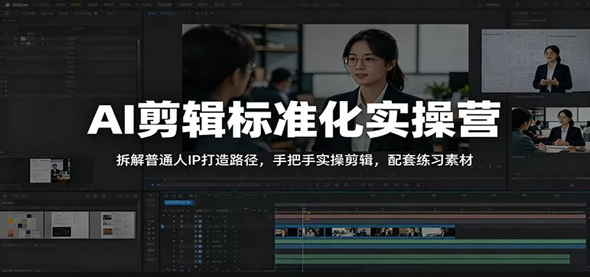 AI剪辑标准化实操营：拆解普通人IP打造路径，手把手实操剪辑，配套练习素材-心思维创富网_网上创业教程_网络创业项目