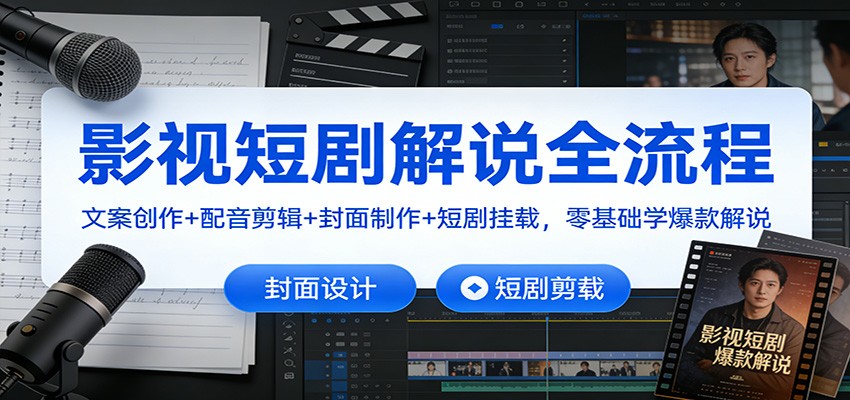 影视短剧解说全流程：文案创作+配音剪辑+封面制作+短剧挂载，零基础学爆款解说-心思维创富网_网上创业教程_网络创业项目