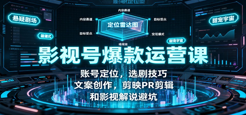 影视号爆款运营课：账号定位，选剧技巧，文案创作，剪映PR剪辑和影视解说避坑-心思维创富网_网上创业教程_网络创业项目