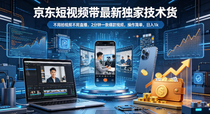 京东短视频带货最新独家技术，不用拍视频不用直播，2分钟一条爆款视频，操作简单，日入1k+【揭秘】-心思维创富网_网上创业教程_网络创业项目