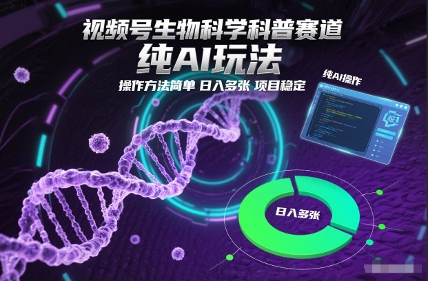 视频号生物科学科普赛道，纯AI玩法，操作方法简单，日入多张，项目稳定-心思维创富网_网上创业教程_网络创业项目