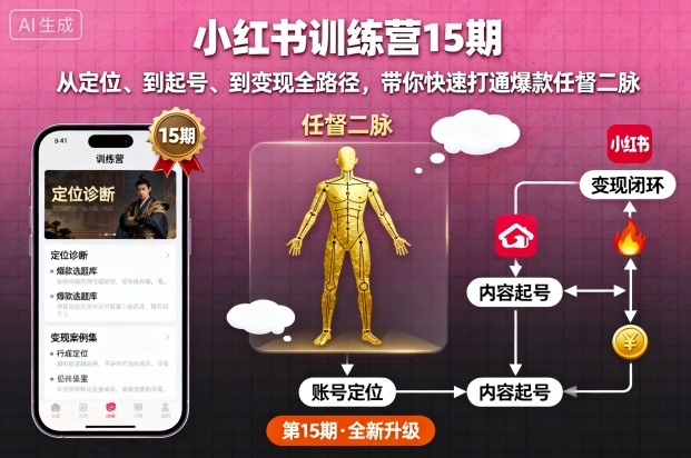 小红书训练营15期，从定位、到起号、到变现全路径，带你快速打通爆款任督二脉-心思维创富网_网上创业教程_网络创业项目
