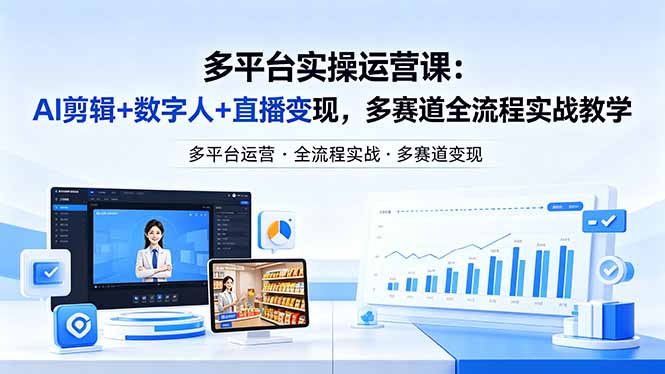 某团队多平台实操运营课-更新26年4月20：AI剪辑+数字人+直播变现，多赛道全流程实战教学-心思维创富网_网上创业教程_网络创业项目