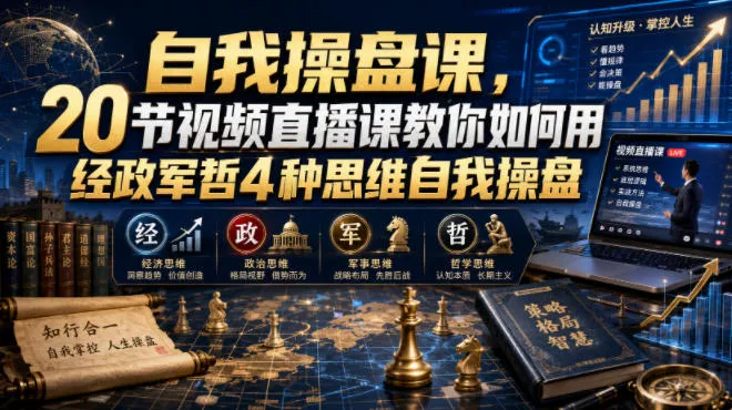 自我操盘课，20节视频直播课教你如何用经政军哲4种思维自我操盘-心思维创富网_网上创业教程_网络创业项目