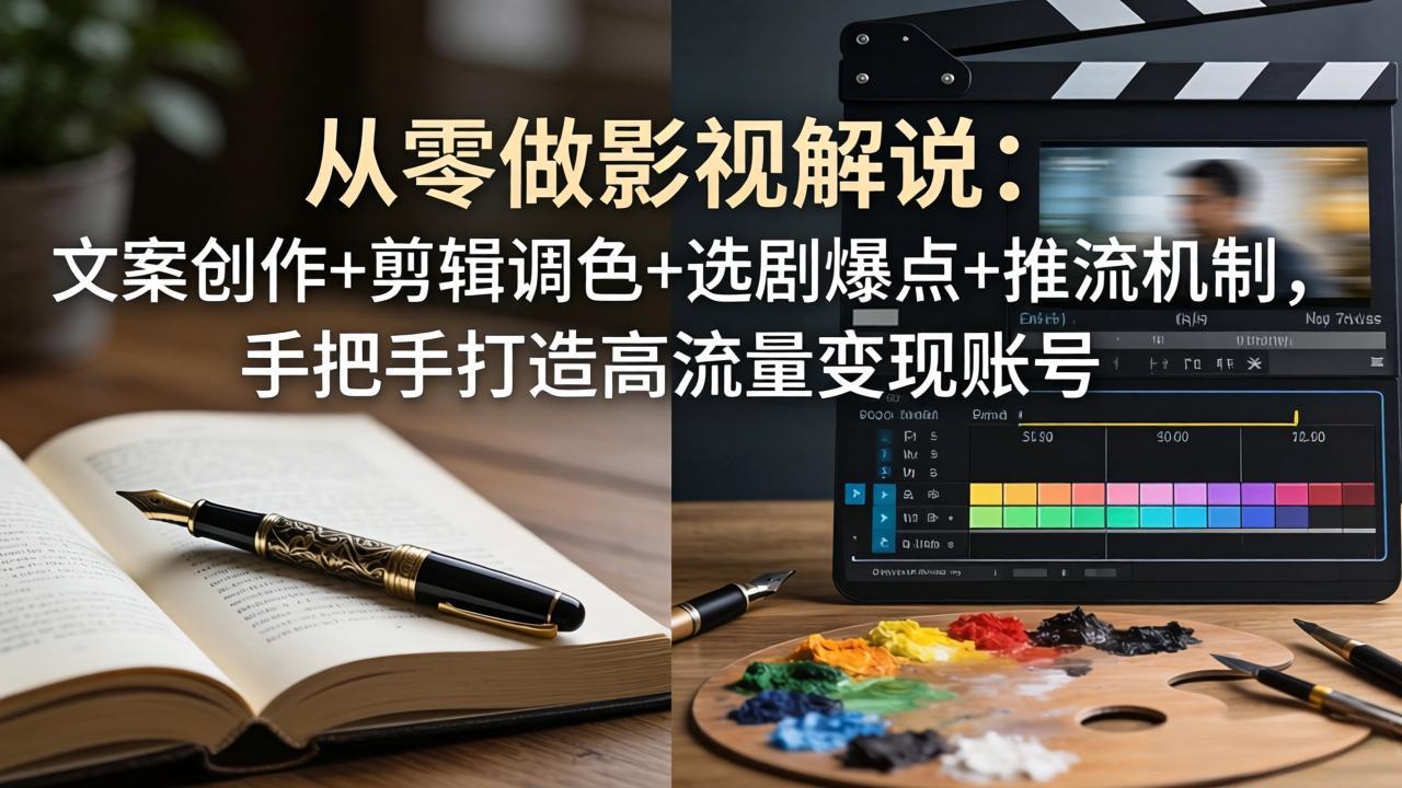 从零做影视解说：文案创作+剪辑调色+选剧爆点+推流机制，手把手打造高流量变现账号-心思维创富网_网上创业教程_网络创业项目