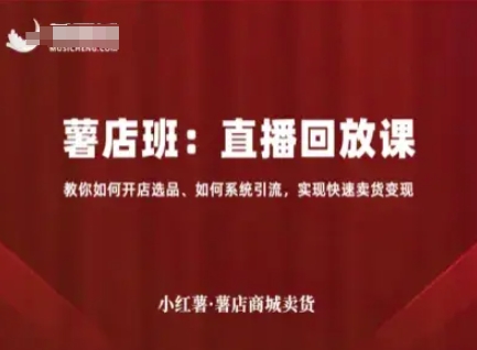 小红薯薯店商城卖货直播回放课，教你如何开店选品、如何系统引流，实现快速卖货变现-心思维创富网_网上创业教程_网络创业项目