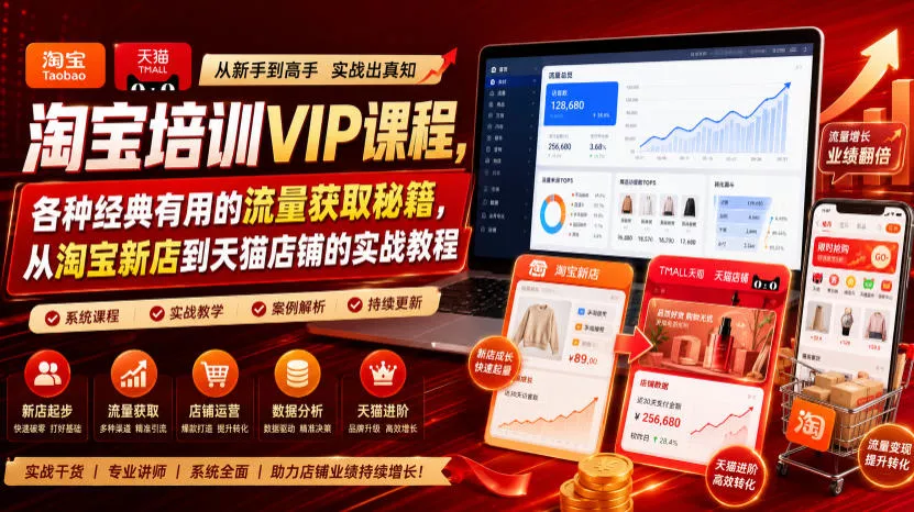 淘宝培训VIP课程，各种经典有用的流量获取秘籍，从淘宝新店到天猫店铺的实战教程(更新08月20日)-心思维创富网_网上创业教程_网络创业项目
