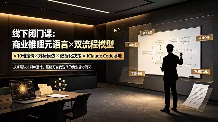 线下闭门课：商业推理元语言×双流程模型×10倍定价×对标模仿×数据化决策×Claude Code落地，击穿认知盲区-心思维创富网_网上创业教程_网络创业项目