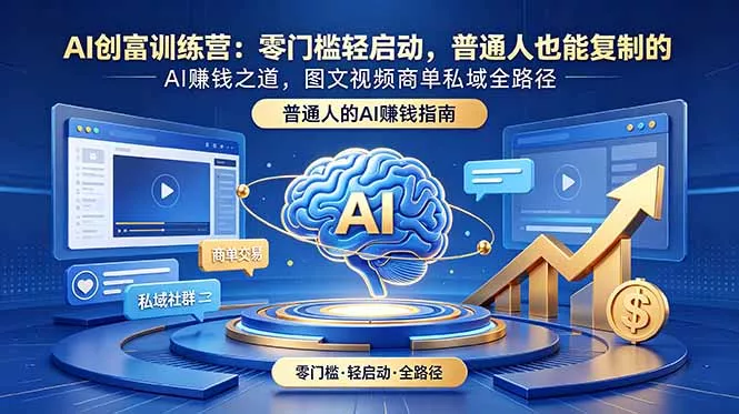 AI创富训练营：零门槛轻启动，普通人也能复制的AI赚钱之道，图文视频商单私域全路径-心思维创富网_网上创业教程_网络创业项目