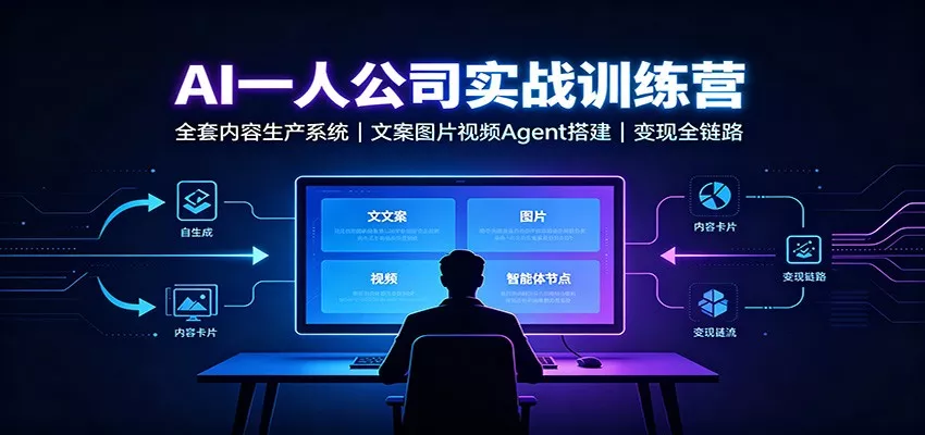 AI创作一人公司实战训练营：全套内容生产系统，文案图片视频Agent搭建变现全链路-心思维创富网_网上创业教程_网络创业项目