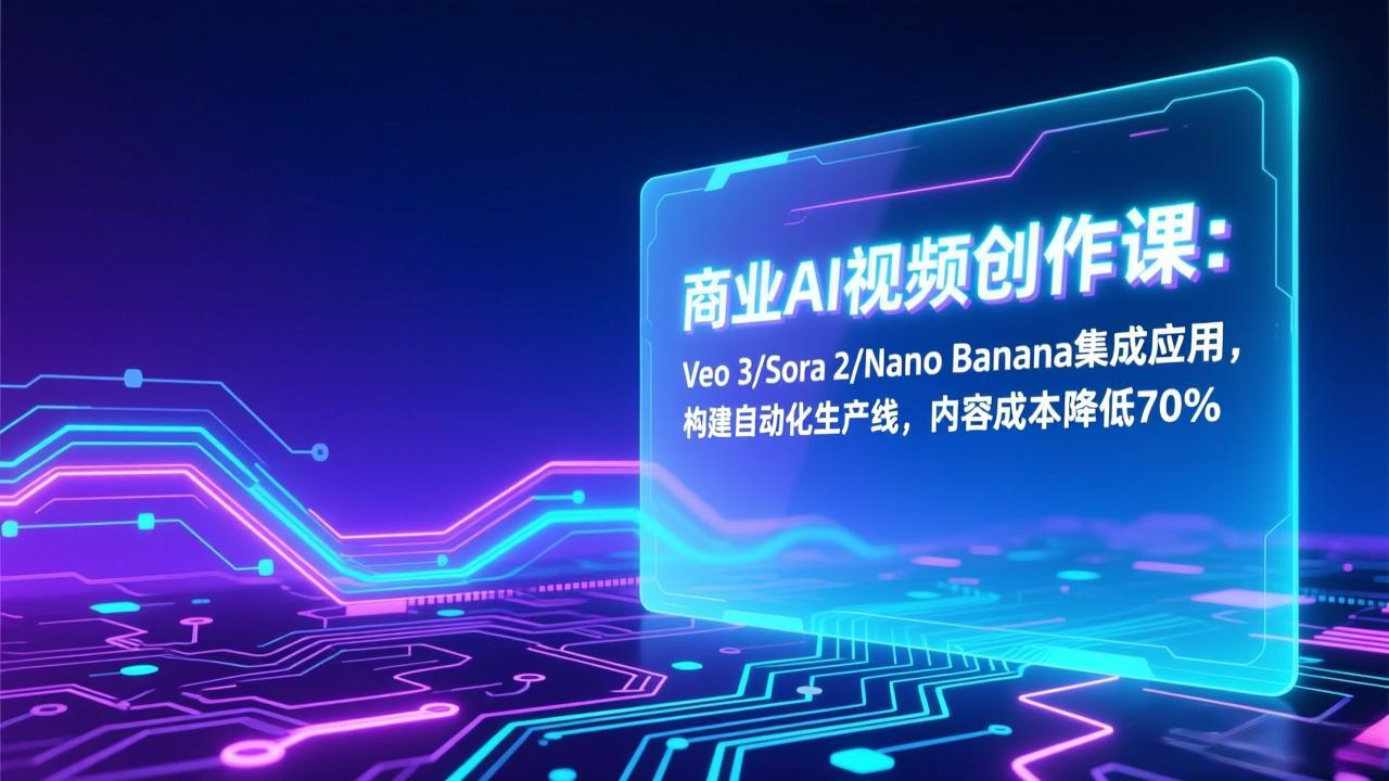 商业AI视频创作课：Veo 3/Sora 2/Nano Banana集成应用，构建自动化生产线，内容成本降低70%-心思维创富网_网上创业教程_网络创业项目
