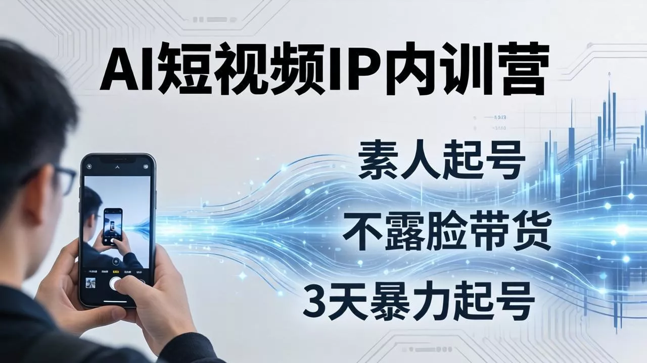 2026AI短视频IP内训营-更新：从素人起号到不露脸带货，3天暴力起号全流程拆解-心思维创富网_网上创业教程_网络创业项目