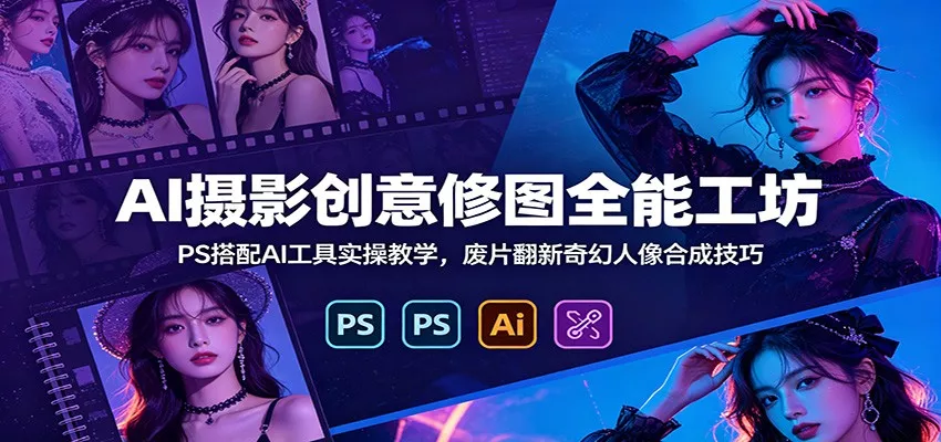 AI摄影创意修图全能工坊：PS搭配AI工具实操教学，废片翻新奇幻人像合成技巧-心思维创富网_网上创业教程_网络创业项目