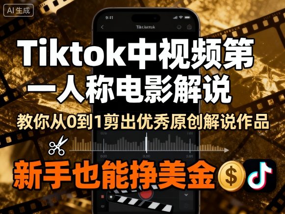 Tiktok中视频第一人称电影解说，教你从0到1剪出一个优秀的原创解说作品，新手也能挣美金-心思维创富网_网上创业教程_网络创业项目