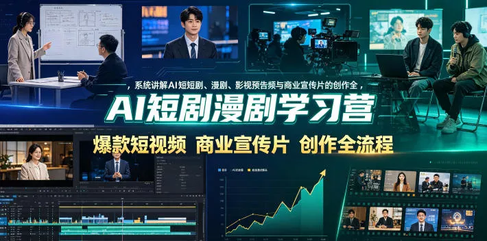 AI短剧漫剧学习营，系统讲解AI短剧、漫剧、影视预告片、爆款短视频与商业宣传片的创作全流程-心思维创富网_网上创业教程_网络创业项目