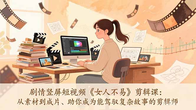 剧情竖屏短视频《女人不易》剪辑课：从素材到成片、助你成为能驾驭复杂故事的剪辑师-心思维创富网_网上创业教程_网络创业项目