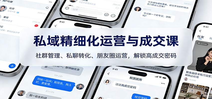 私域精细化运营与成交课：社群管理、私聊转化、朋友圈运营，解锁高成交密码-心思维创富网_网上创业教程_网络创业项目