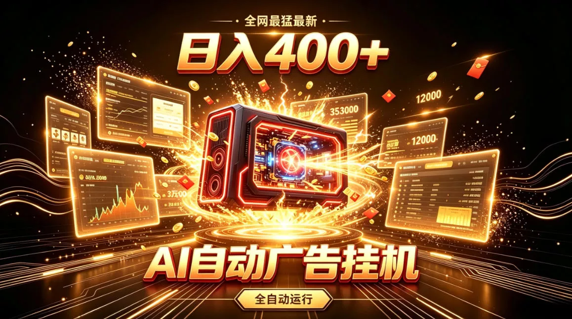 全网最猛最新的AI自动广告挂G，狠收益日入400+，真正做到躺賺式变现【揭秘】-心思维创富网_网上创业教程_网络创业项目