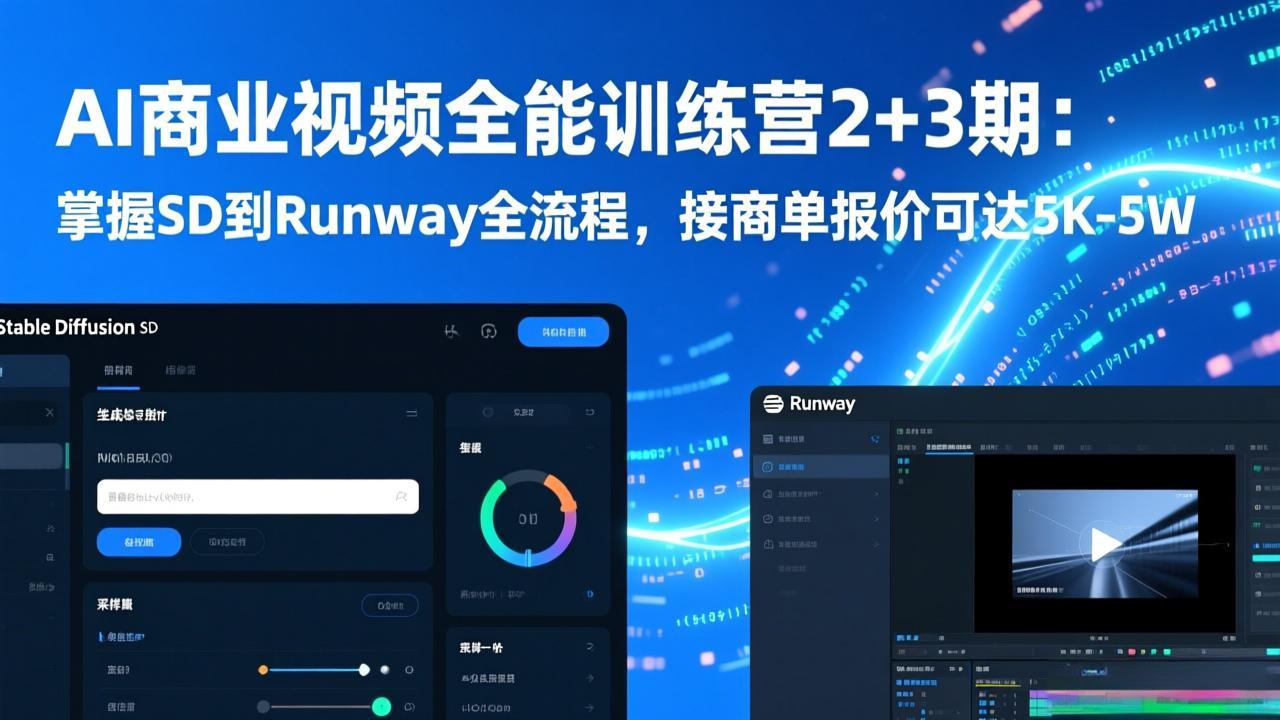 AI商业视频全能训练营2+3期：掌握SD到Runway全流程，接商单报价可达5K-5W-心思维创富网_网上创业教程_网络创业项目