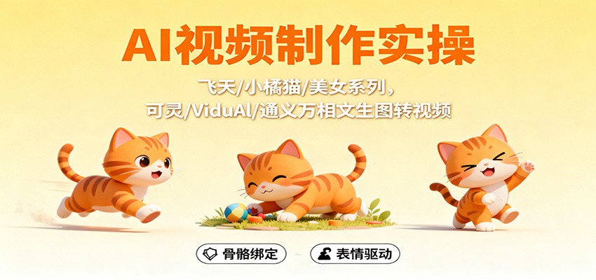 AI视频制作实操，飞天/小橘猫/美女系列，可灵/ViduAl/通义万相文生图转视频-心思维创富网_网上创业教程_网络创业项目