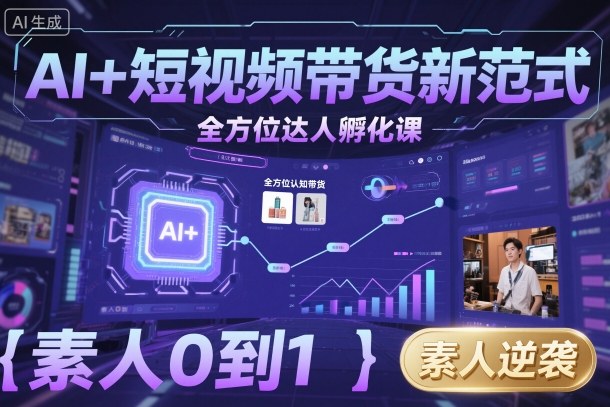 AI+短视频带货新范式全方位达人孵化课，素人也可以从0到1，全方位认知短视频带货-心思维创富网_网上创业教程_网络创业项目