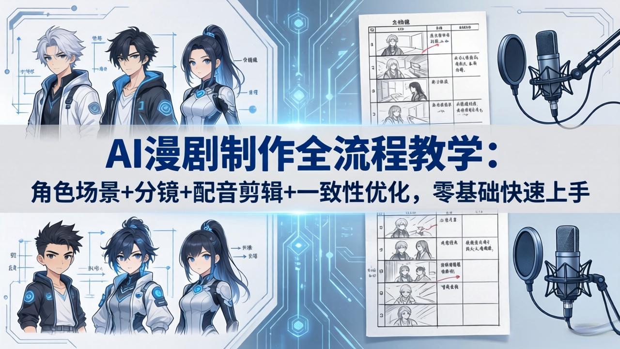 AI漫剧制作全流程教学：角色场景+分镜+配音剪辑+一致性优化，零基础快速上手-心思维创富网_网上创业教程_网络创业项目