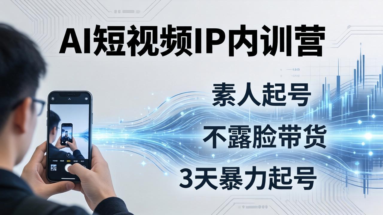 2026AI短视频IP内训营：从素人起号到不露脸带货，3天暴力起号全流程拆解-心思维创富网_网上创业教程_网络创业项目
