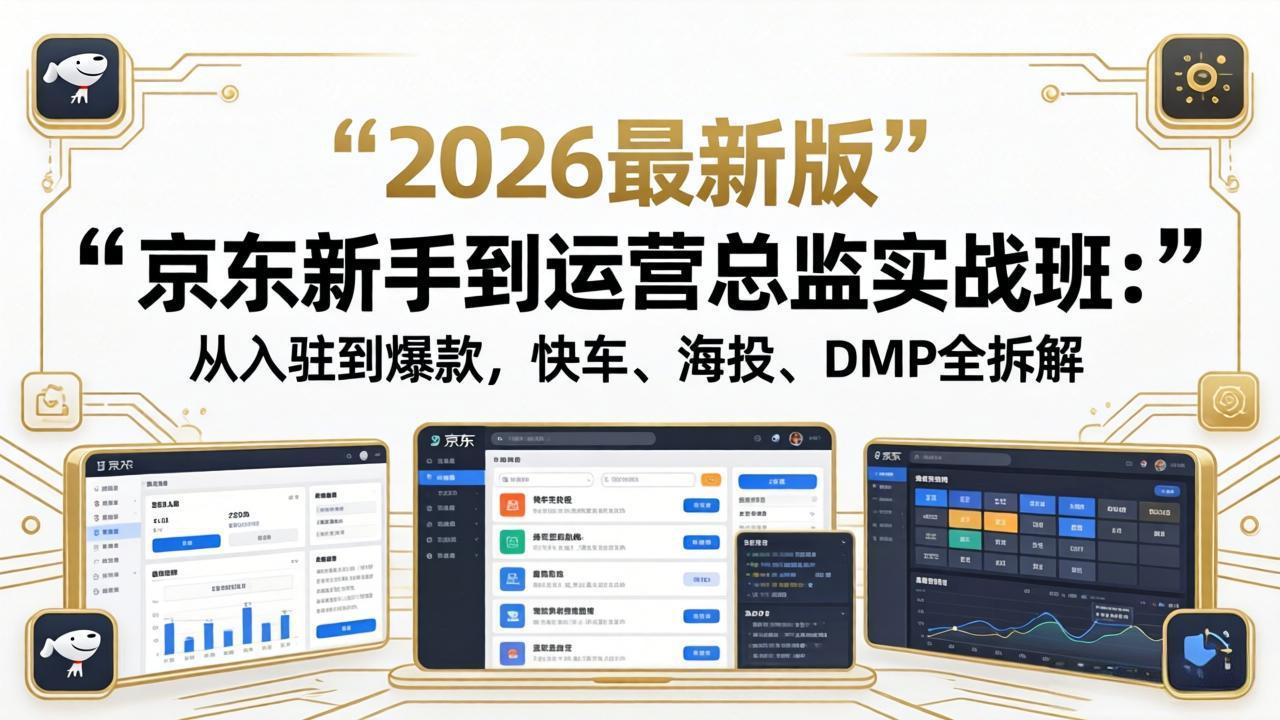京东新手到运营总监实战班：从入驻到爆款，快车、海投、DMP全拆解，2026最新版-心思维创富网_网上创业教程_网络创业项目