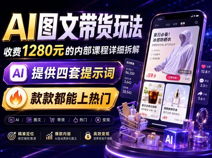 AI图文带货内部玩法，1280内部课程对外系统拆解，看完直接上手变现！-心思维创富网_网上创业教程_网络创业项目