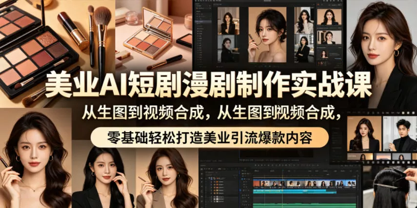 美业AI短剧漫剧制作实战课，从生图到视频合成，零基础轻松打造美业引流爆款内容-心思维创富网_网上创业教程_网络创业项目