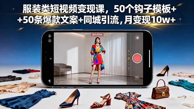 服装类短视频变现课，50个钩子模板+50条爆款文案+同城引流，月变现10w+-心思维创富网_网上创业教程_网络创业项目