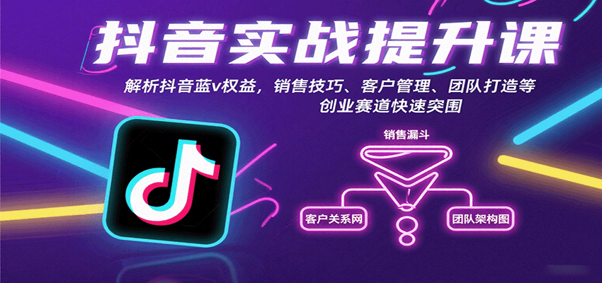 抖音实战提升课：解析抖音蓝v权益，销售技巧、客户管理、团队打造等创业赛道快速突围-心思维创富网_网上创业教程_网络创业项目