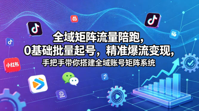 全域矩阵流量陪跑，0基础批量起号，精准爆流变现，手把手带你搭建全域账号矩阵系统-心思维创富网_网上创业教程_网络创业项目