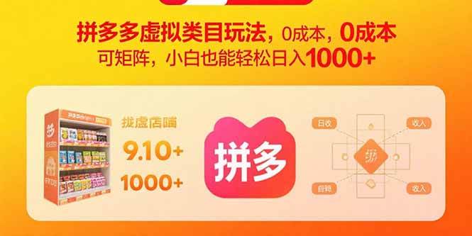 （15943期）拼多多虚拟类目玩法，0成本，可矩阵，小白也能轻松日入1000+-心思维创富网_网上创业教程_网络创业项目