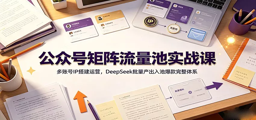 公众号矩阵流量池实战课：多账号IP搭建运营，DeepSeek批量产出入池爆款完整体系-心思维创富网_网上创业教程_网络创业项目