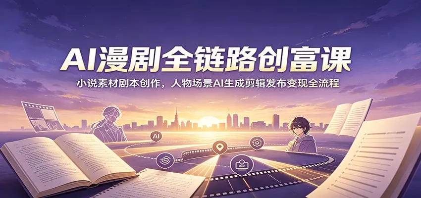 AI漫剧全链路创富课：小说素材剧本创作，人物场景AI生成剪辑发布变现全流程-心思维创富网_网上创业教程_网络创业项目