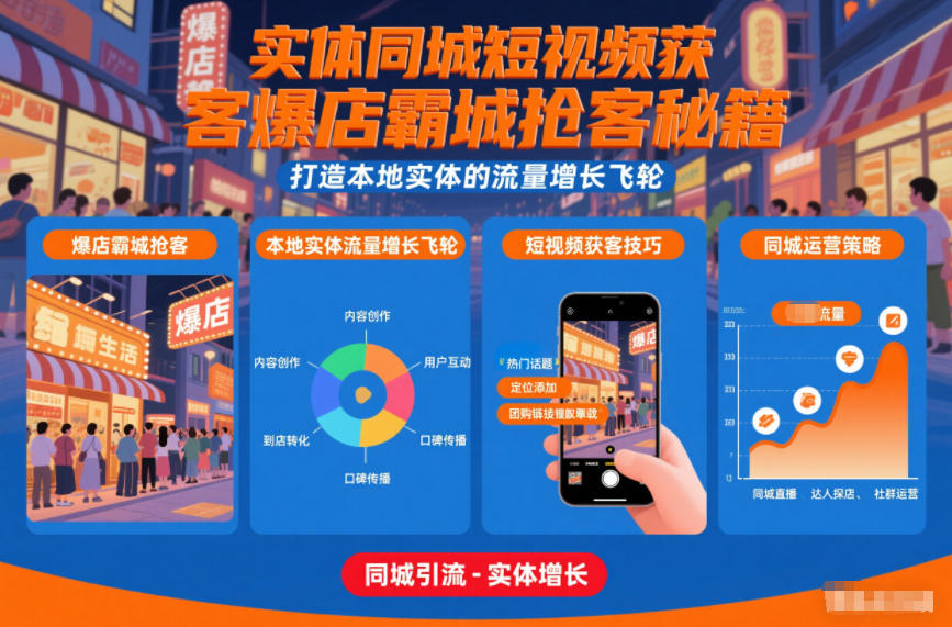 实体同城短视频获客爆店霸城抢客秘籍，打造本地实体的流量增长飞轮-心思维创富网_网上创业教程_网络创业项目