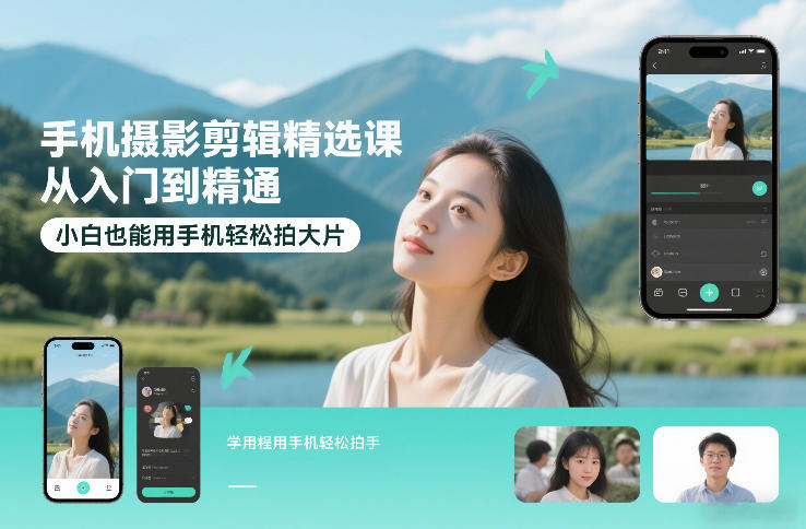 手机摄影剪辑精选课，从入门到精通，小白也能用手机轻松拍大片-心思维创富网_网上创业教程_网络创业项目