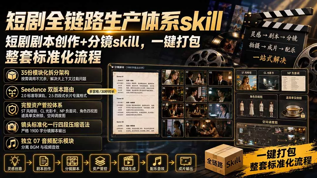 短剧全链路生产体系skill，短剧剧本创作+分镜skill，一键打包，整套标准化流程-心思维创富网_网上创业教程_网络创业项目