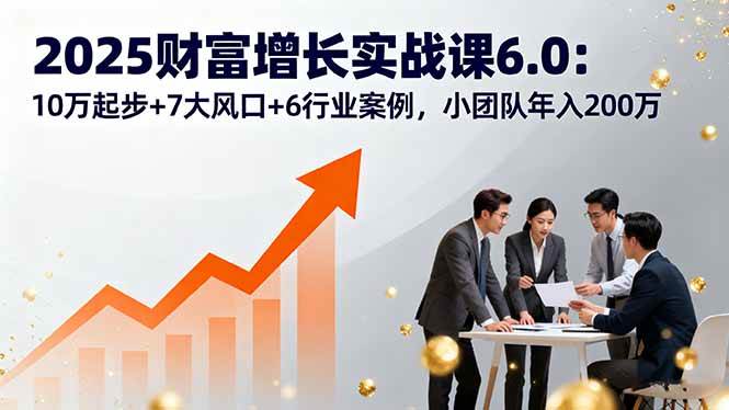 （16004期）2025财富增长实战课6.0：10万起步+7大风口+6行业案例，小团队年入200万-心思维创富网_网上创业教程_网络创业项目